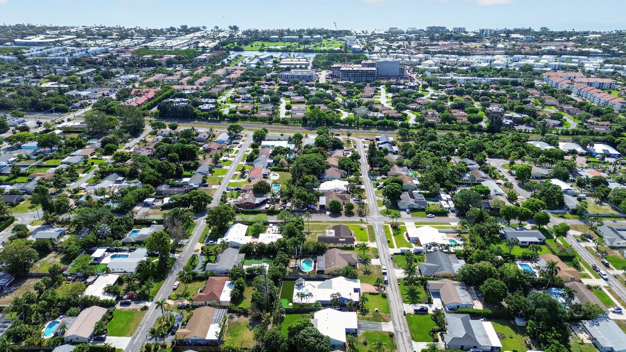 Aerial view of pool and back yard 1 at 159 SE 26th Ave, Boynton Beach