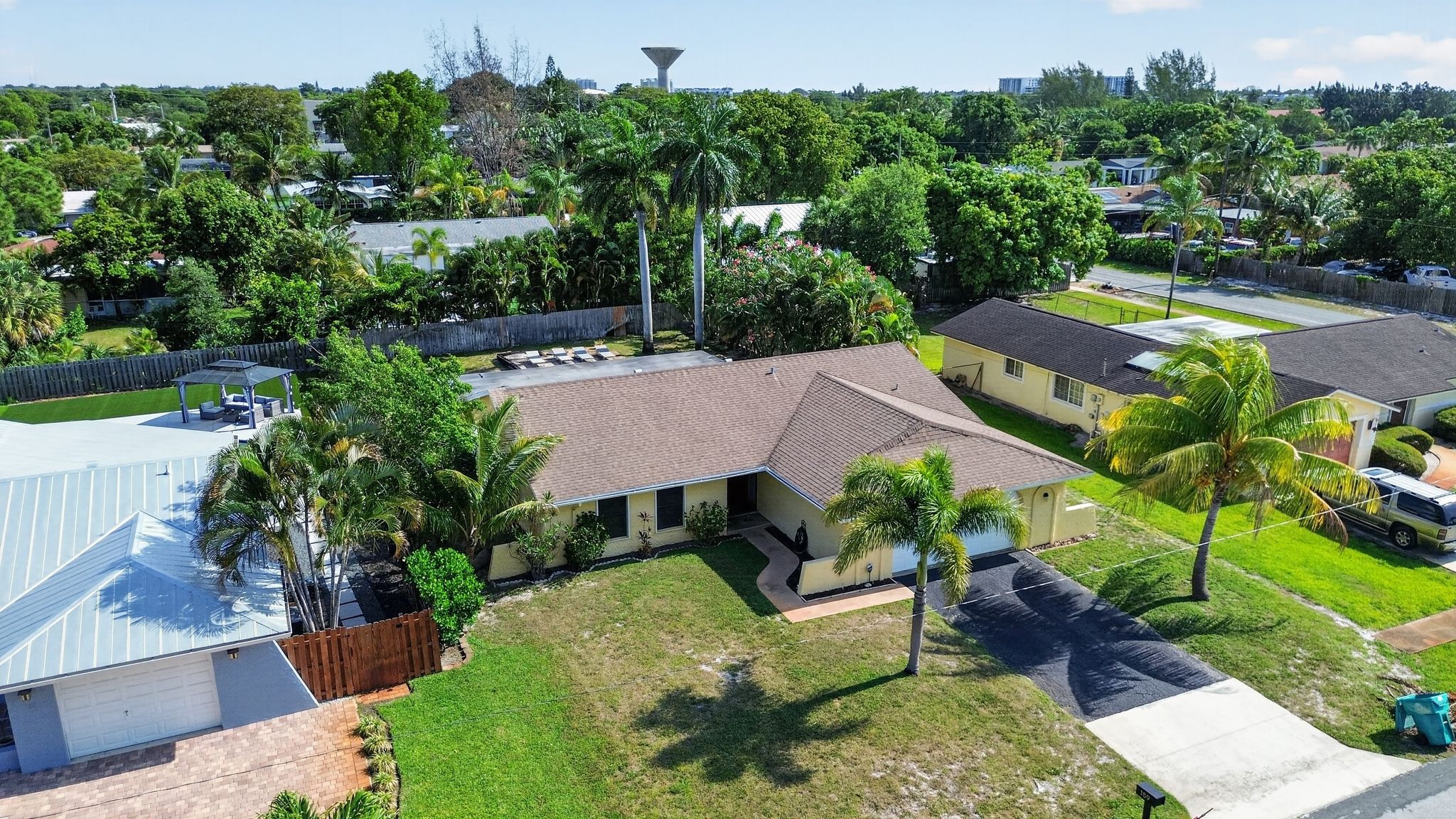 Aerial view of pool and back yard 2 at 159 SE 26th Ave, Boynton Beach