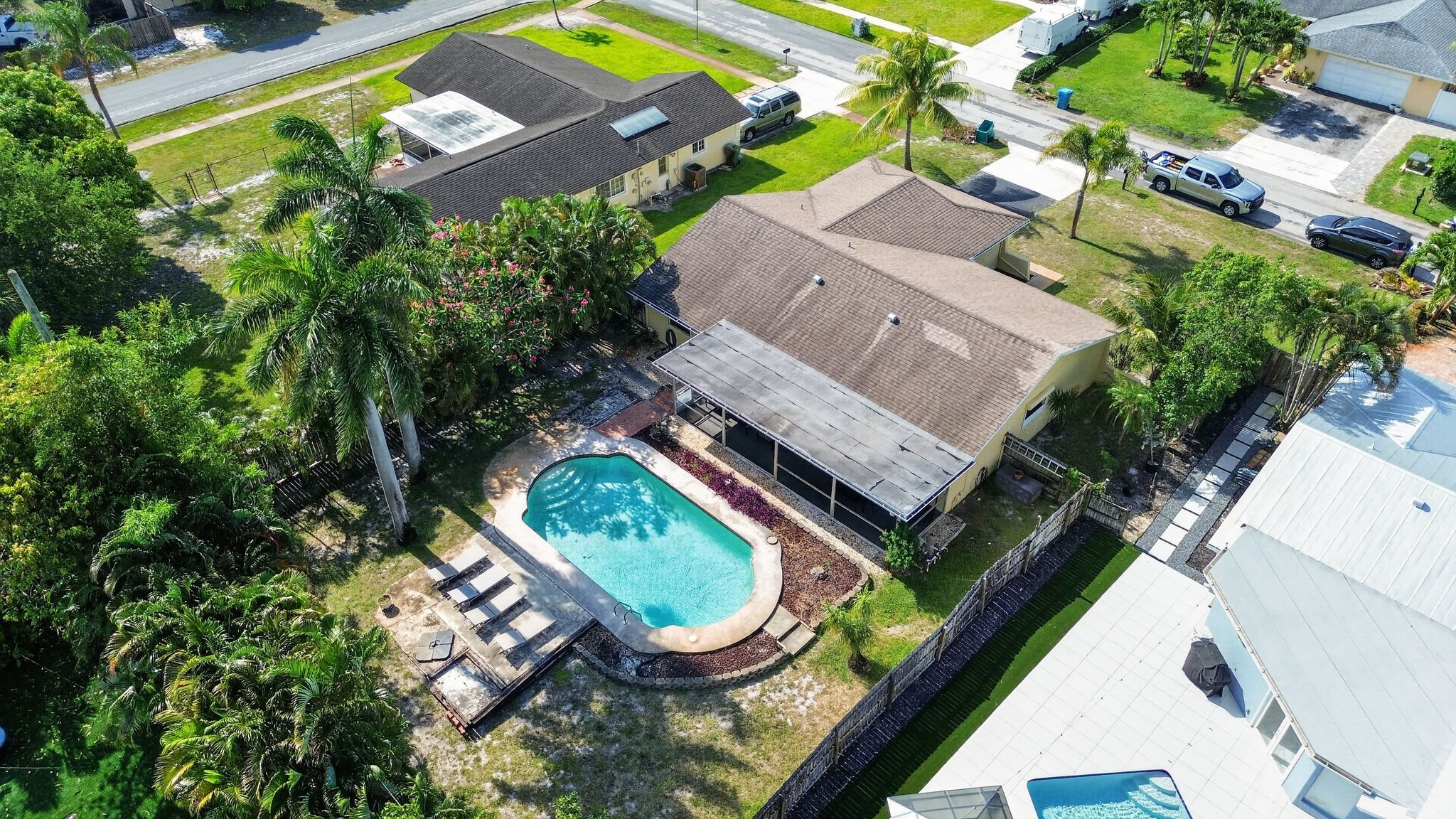 Aerial view of pool and back yard 4 at 159 SE 26th Ave, Boynton Beach